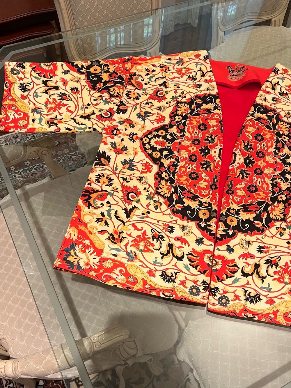 Ed Hardy Red and Black Floral Print Kimono-Style Jacket